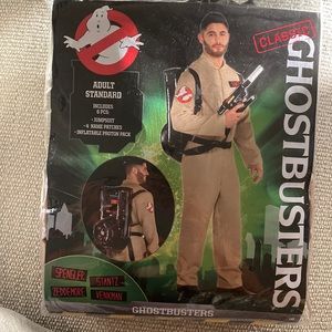 Men’s adult standard ghostbusters costume. Name tag says Spengler!